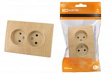 Розетка скрытая установка, двойная 2П 10А 250В "ЭКО" (сосна) "Таймыр" (1/200) TDM (SQ1814-0213)