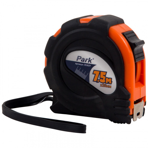 Рулетка Park с фиксатором, прорезиненный корпус, 7,5x25мм TM29-7525 (1/12/48) (353029) фото 3