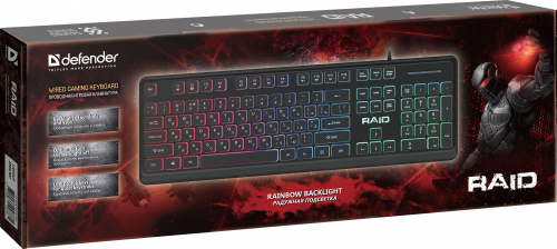 Клавиатура проводная игровая DEFENDER Raid GK-778DL RU, Rainbow,104 кнопки, черная (1/20) (45778) фото 4
