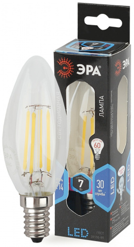 Лампа светодиодная ЭРА F-LED B35-7W-840-E14 Е14 / Е14 7Вт филамент свеча нейтральный белый свет (1/100) (Б0027943) фото 5
