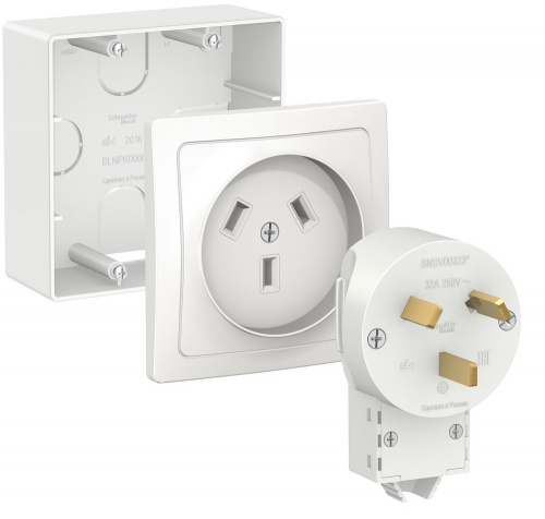 Комплект силовой О/У BLANCA 32А 250В подъемная коробка + розетка + вилка бел. Systeme Electric BLNSK003231 (1/6) Комплект силовой О/У BLANCA 32А 250В подъемная коробка + розетка + вилка бел. Systeme Electric BLNSK003231 (1/6)