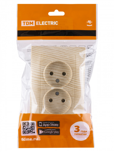 Розетка двойная 2П 10А 250В с защ. шт. сосна , с/у, "Лама" (7/84) TDM (SQ1815-0312) фото 2 Розетка двойная 2П 10А 250В с защ. шт. сосна , с/у, "Лама" (7/84) TDM (SQ1815-0312) фото 2