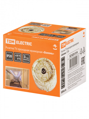 Розетка TDM TV проходная мраморная «Болонь» (1/72) (SQ1820-0154) фото 2 Розетка TDM TV проходная мраморная «Болонь» (1/72) (SQ1820-0154) фото 2