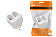 Блок-разветвитель TDM на 2 гнезда 2П 2,5 А 250 B под плоскую вилку белый (1/200) (SQ1806-0206)