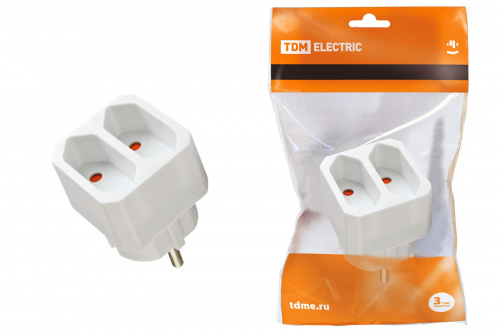 Блок-разветвитель TDM на 2 гнезда 2П 2,5 А 250 B под плоскую вилку белый (1/200) (SQ1806-0206) Блок-разветвитель TDM на 2 гнезда 2П 2,5 А 250 B под плоскую вилку белый (1/200) (SQ1806-0206)