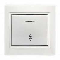 Выключатель SMARTBUY скрытая установка проходной 1-клавишный с индикатором, керамика 10А белый "Венера" (SBE-01w-10-SW12-1-c)