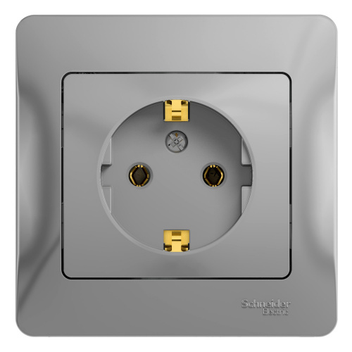 Розетка 1-м С/У GLOSSA 16А IP20 с заземл. в сборе алюм. Systeme Electric GSL000342 (1/15/90)