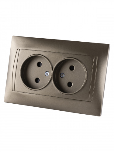 Розетка двойная 2П 10А 250В с защ. шт. бронза , с/у, "Лама" (7/84) TDM (SQ1815-0712) фото 5