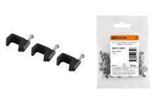 Скоба 12мм плоская пластиковая (черная) (50шт) TDM, ЦЕНА ЗА УП.!!! (1/50/300) (SQ0513-0036)