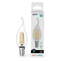 Лампа светодиодная Gauss Filament Elementary Свеча на ветру 8W 540lm 4100К Е14 1/10/100 (42128)