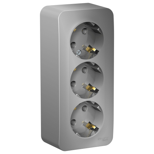 Розетка 3-м О/У BLANCA 16А IP20 250В с заземл. без защ. шторок с изолир. пластиной алюм. Systeme Electric BLNRA010313 (1/5/10)