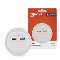 Ночник светодиодный NLE 10-LW-DC белый 2хUSB разъема с датчиком освещения 230В IN HOME (1/100) (4690612039985)