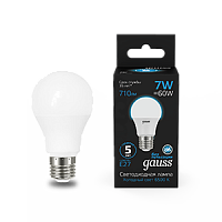 Лампа светодиодная GAUSS A60 7W 710lm 6500K E27 1/10/50 (102502307)