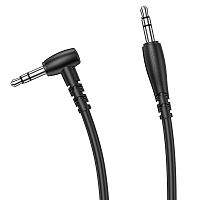 Кабель AUX, Jack 3,5mm(m) - Jack 3,5mm(m) Borofone BL10, 1.0м, круглый, силикон, боковой, цвет: чёрный (1/63/252) (6974443382167)