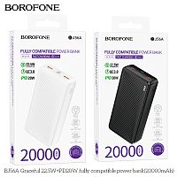 Мобильный аккумулятор Аккумулятор внешний Borofone BJ56A Graceful, 20000mAh, пластик, PD20Вт, 1 USB выход, Type-C, цвет: белый (1/42) (6941991111839)