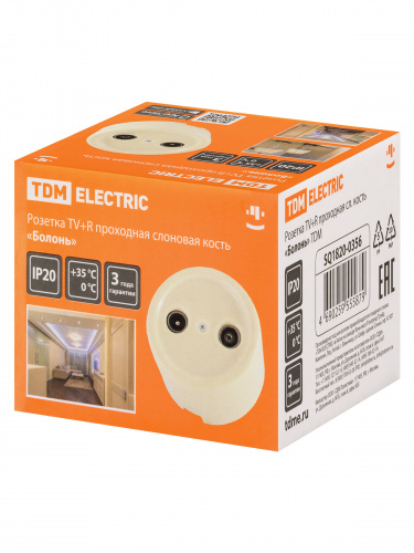 Розетка TDM TV+R проходная сл. кость «Болонь» (1/72) (SQ1820-0356) фото 2 Розетка TDM TV+R проходная сл. кость «Болонь» (1/72) (SQ1820-0356) фото 2