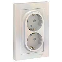 Розетка 2-м С/У ATLASDESIGN 16А IP20 с заземл. защ. шторки в сборе жемчуж. Systeme Electric ATN000426 (1/6/36)