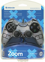 Проводной геймпад DEFENDER Zoom USB Xinput, 10 кнопок, 2 стика, USB, серый (1/40) (64244)