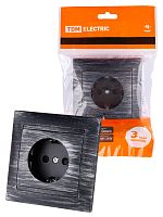 Розетка 2П+З 16А 250В с защ. шт. старинное серебро с/у, "Лама" (1/10) TDM (SQ1815-0652)