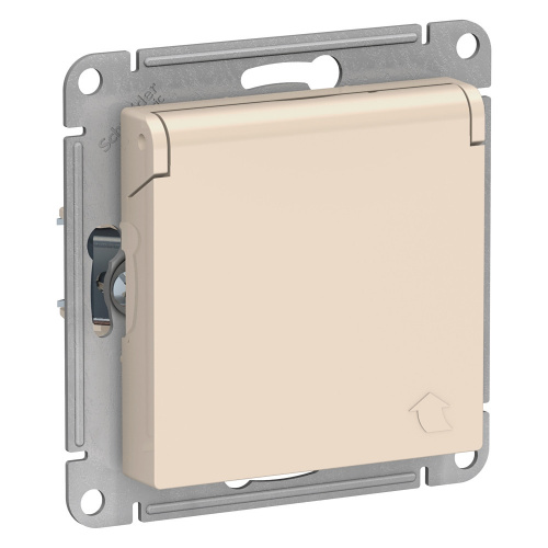 Механизм розетки 1-м С/У ATLASDESIGN 16А IP20 с заземл. защ. шторки с крышкой беж. Systeme Electric ATN000246 (1/15/120)