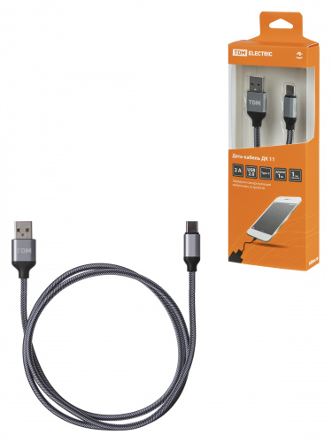 Дата-кабель TDM ДК 11, USB - USB Type-C, 1 м, тканевая оплетка, серый, (1/200) (SQ1810-0311) Дата-кабель TDM ДК 11, USB - USB Type-C, 1 м, тканевая оплетка, серый, (1/200) (SQ1810-0311)