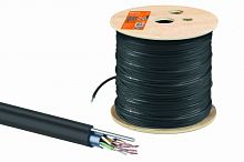 Кабель витая пара F/UTP Cat 5e 4х2х24AWG (305м) solid, PE для наружн. прокл., чёрный, трос 1,2мм TDM (SQ0107-0108)