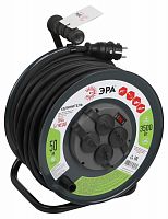 Удлинитель ЭРА силовой RMx-4es-3x2.5-50m-IP44(KG) на металлической катушке с заземлением с выключателем 4 розетки 50м КГ (1/1) (Б0052919)