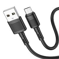 Кабель USB - микро USB HOCO X83 Victory, 1.0м, круглый, 2.4A, силикон, цвет: чёрный (1/33/330) (6931474770882)
