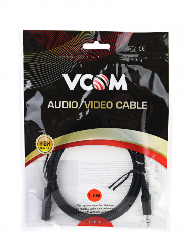 Кабель удлинительный VCOM 3.5 Jack (M) - 3.5 Jack (F), стерео, аудио, 1.8 м. (1/175) (VAV7179-1.8M) фото 3