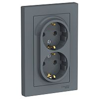 Розетка 2-м С/У ATLASDESIGN 16А IP20 с заземл. в сборе грифель Systeme Electric ATN000724 (1/6/36)