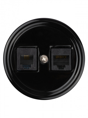 Розетка TDM телефонная RJ11 + компьютерная RJ45 черная «Болонь» (1/72) (SQ1820-0252) фото 5