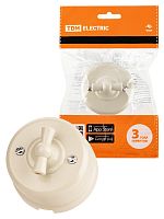 Выключатель поворотный проходной с ручкой (бантик) 10А сл. кость «Виви» TDM (6/36) (SQ1820-1305)