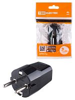 Вилка прямая с/з черная c перфорацией 10А 250В TDM (30/450) (SQ1806-0198)