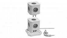 Сетевой фильтр RITMIX RM-292C White, 9 розеток (два модуля по 5), 16А, 4000Вт, Type-C + 2 USB, конпка питания, кабель медный 2м, с заземлением (1/12) (80003364)