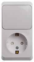 Блок О/У ЭТЮД (1-м розетка с зазем. защ. шторки + 1-кл. выкл.) бел. Systeme Electric BPA16-201B (1/10/80)