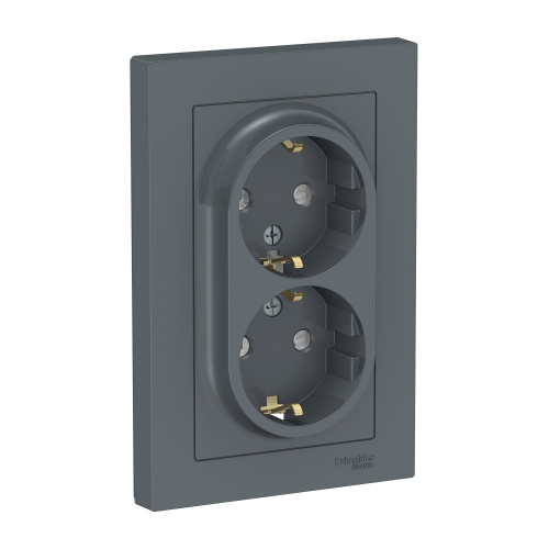 Розетка 2-м С/У ATLASDESIGN 16А IP20 с заземл. защ. шторки в сборе грифель Systeme Electric ATN000726 (1/6/36) Розетка 2-м С/У ATLASDESIGN 16А IP20 с заземл. защ. шторки в сборе грифель Systeme Electric ATN000726 (1/6/36)