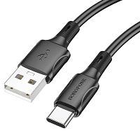 Кабель USB - Type-C Borofone BX80, 1.0м, круглый, 2.4A, силикон, цвет: чёрный (1/360) (6974443385229)