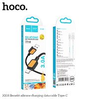 Кабель USB - Type-C HOCO X108 Benefit, 1.0м, круглый, 3.0А, силикон, цвет: чёрный (1/31/310) (6942007632232)