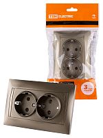 Розетка двойная 2П+З 16А 250В  бронза , с/у, "Лама" (6/72) TDM (SQ1815-0725)