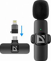 Микрофон петличный DEFENDER Talky-137 wrls, черный, 1шт, адаптер (1/100) (64147)