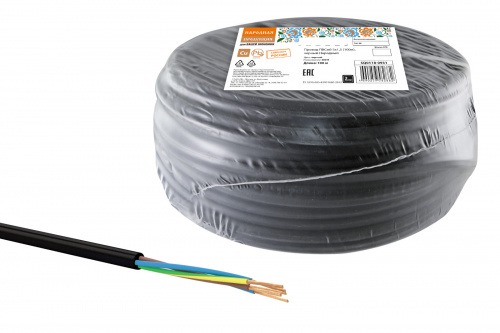 Провод НАРОДНЫЙ ПВСмб 5х1,5 (100м), черный (SQ0118-0931)