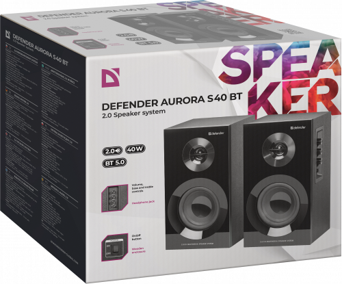 Акустическая 2.0 система DEFENDER Aurora S40 BT, черный, 40Вт, bluetooth, 220В (1/4) (65240) фото 8
