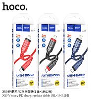 Кабель Type-C - 8 pin HOCO X59 Victory, 1.0м, круглый, 3,0А, PD20Вт нейлон, цвет: чёрный (1/33/330) (6931474793997)