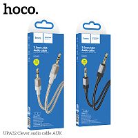 Кабель AUX, Jack 3,5mm(m) - Jack 3,5mm(m) HOCO UPA32, 1м, круглый, цвет: чёрный (1/31/310) (6942007650861)