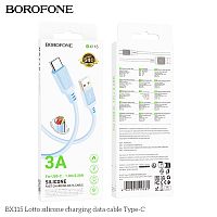 Кабель USB - Type-C Borofone BX115 Lotto 1.0м, 3.0A, силикон, цвет: голубой (1/360) (6941991119682)