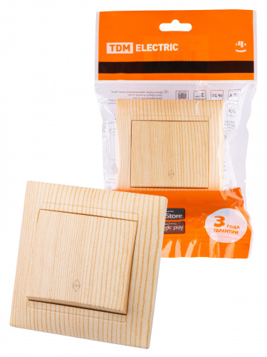 Выключатель на 2 направления 1 клавишный 10А сосна, с/у "Лама" TDM (1/10/120) (SQ1815-0306) Выключатель на 2 направления 1 клавишный 10А сосна, с/у "Лама" TDM (1/10/120) (SQ1815-0306)