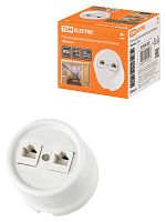 Розетка TDM двойная компьютерная RJ45 белая «Болонь» (1/72) (SQ1820-0051)