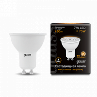 Лампа светодиодная GAUSS MR16 7W 600lm 3000K GU10 1/10/100 (101506107)