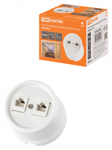 Розетка TDM двойная компьютерная RJ45 белая «Болонь» (1/72) (SQ1820-0051) Розетка TDM двойная компьютерная RJ45 белая «Болонь» (1/72) (SQ1820-0051)