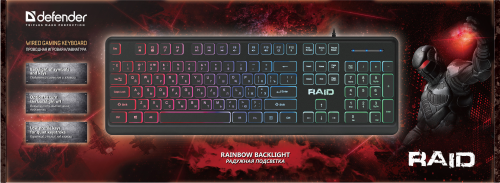 Клавиатура проводная игровая DEFENDER Raid GK-778DL RU, Rainbow,104 кнопки, черная (1/20) (45778) фото 5